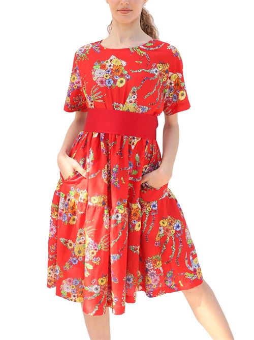 Vestito rosso a fiori Laboratorio Capri | MILAFIORIPEROSSO